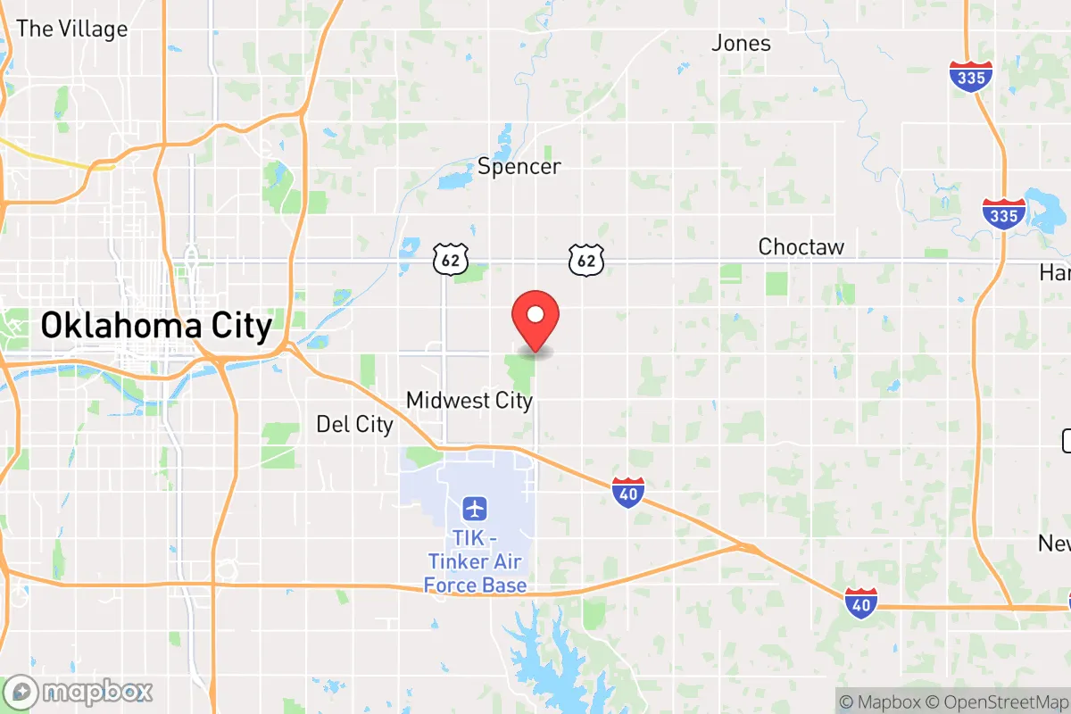Map centered at 35.4630, -97.3710