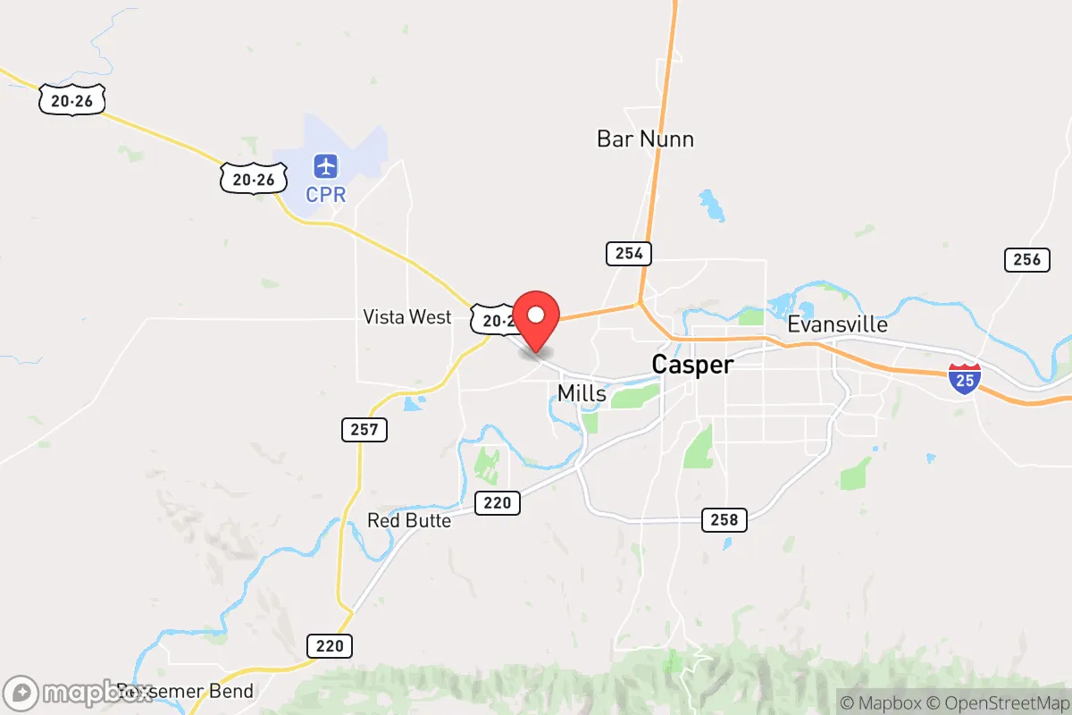 Map centered at 42.8502, -106.3907