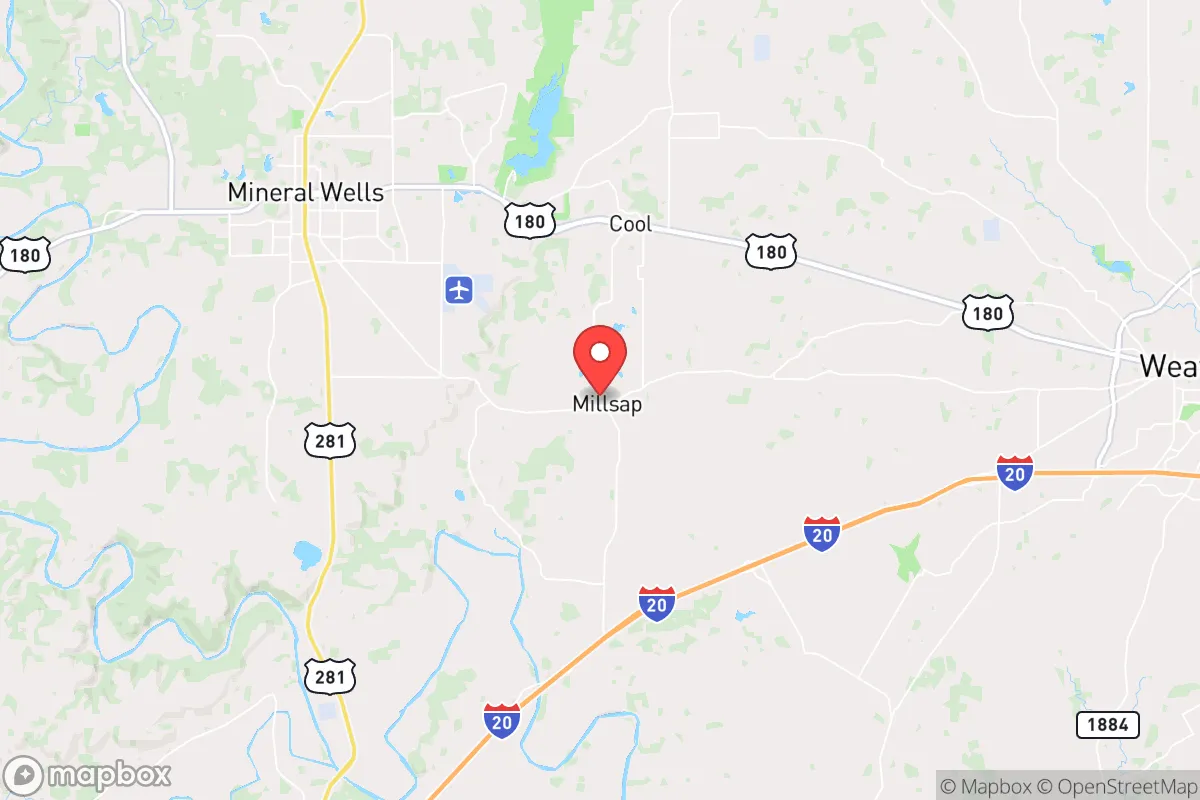 Map centered at 32.7493, -98.0117