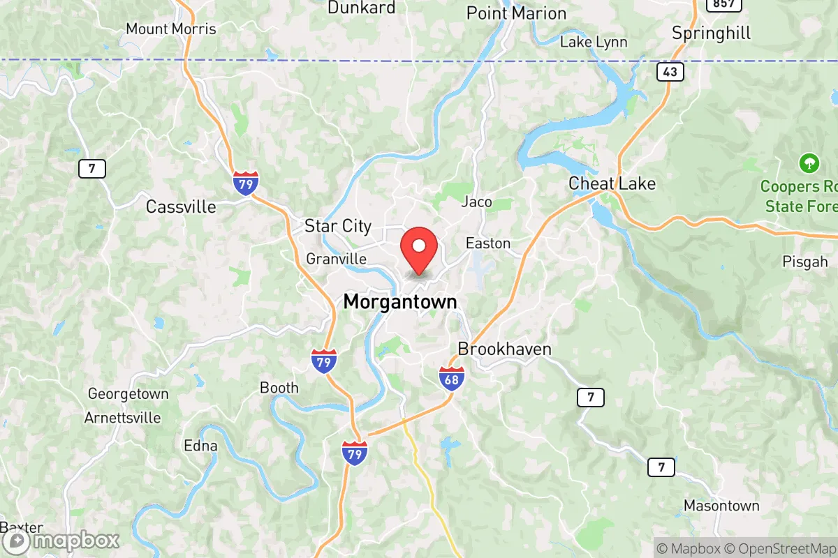 Map centered at 39.6382, -79.9465