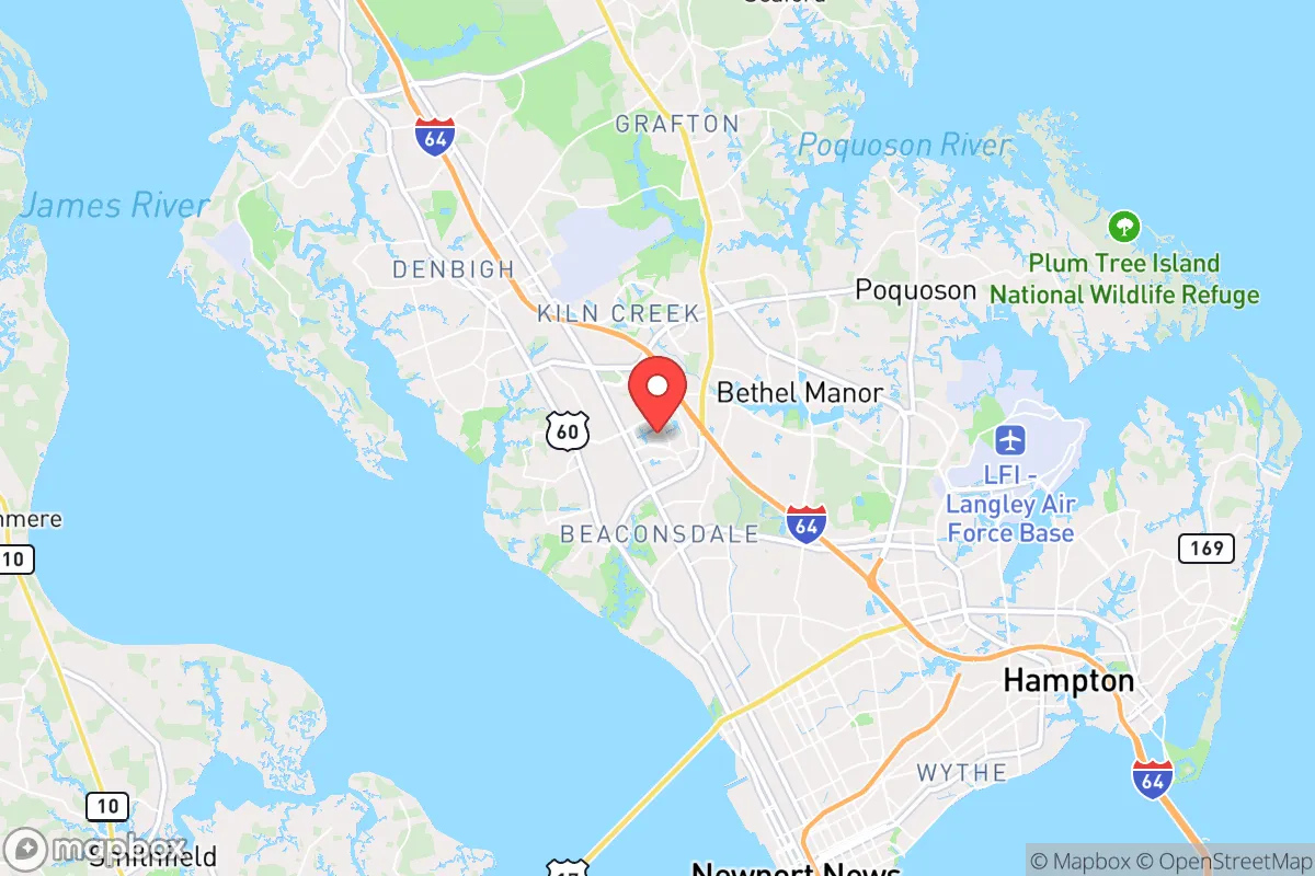 Map centered at 37.0760, -76.5164
