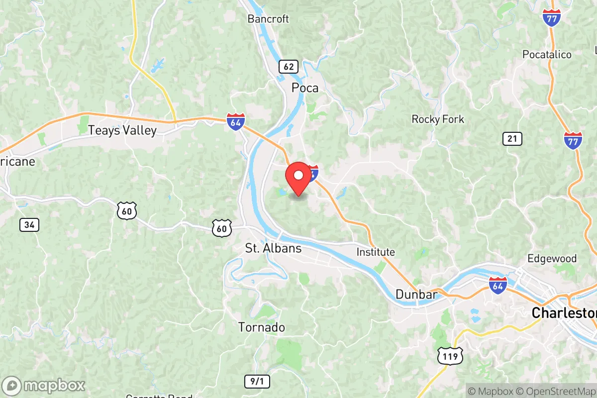 Map centered at 38.4122, -81.8187
