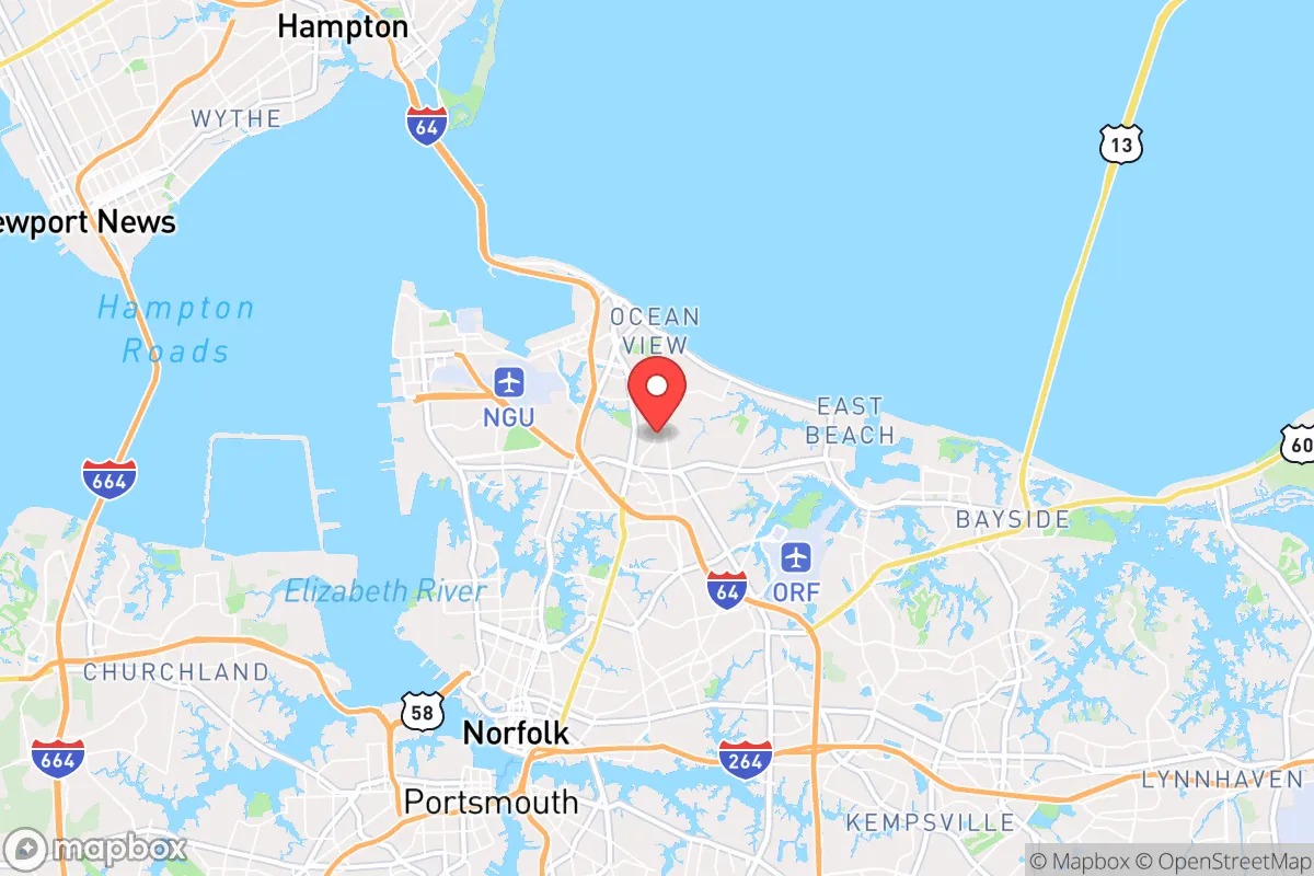 Map centered at 36.9233, -76.2457