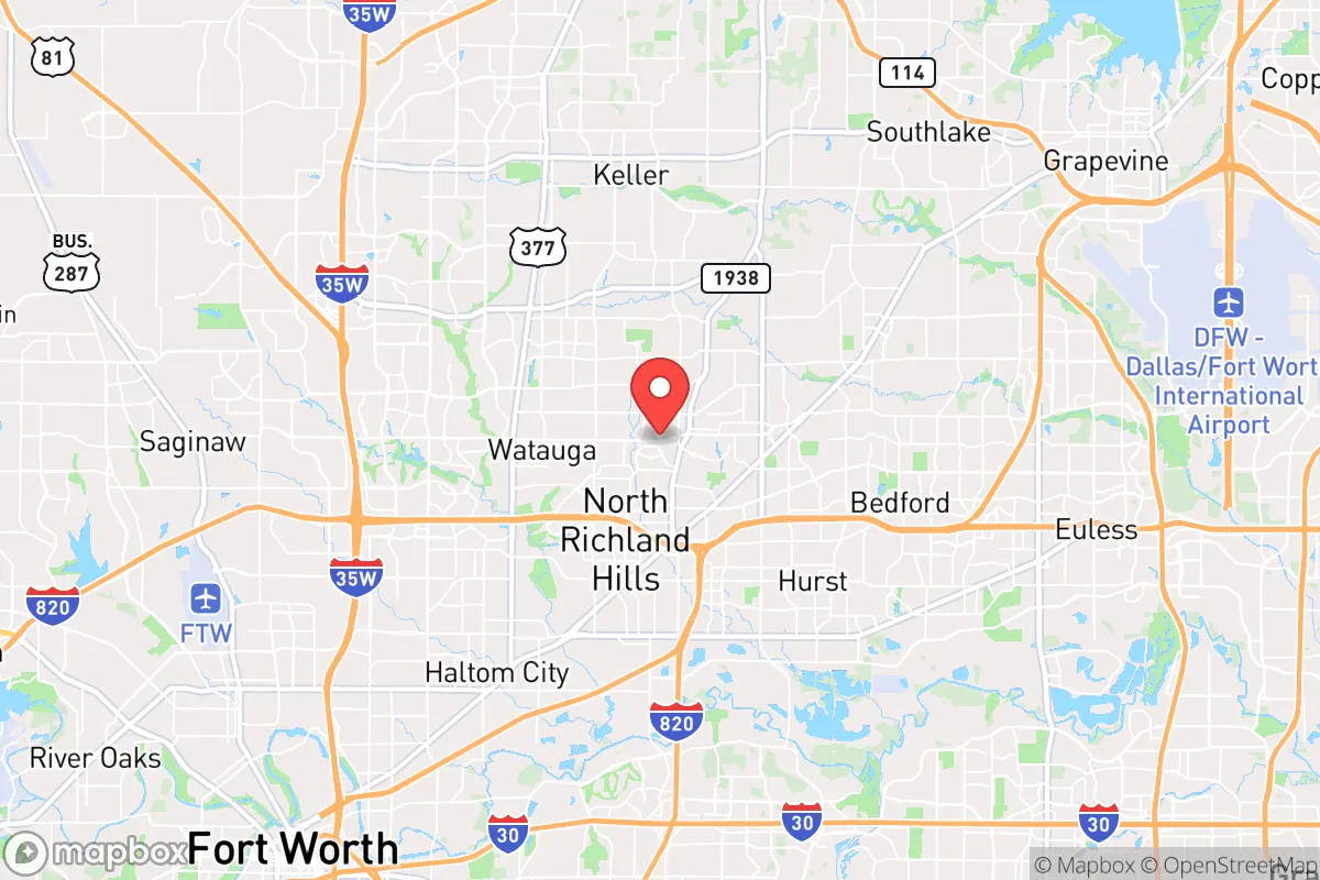 Map centered at 32.8605, -97.2180