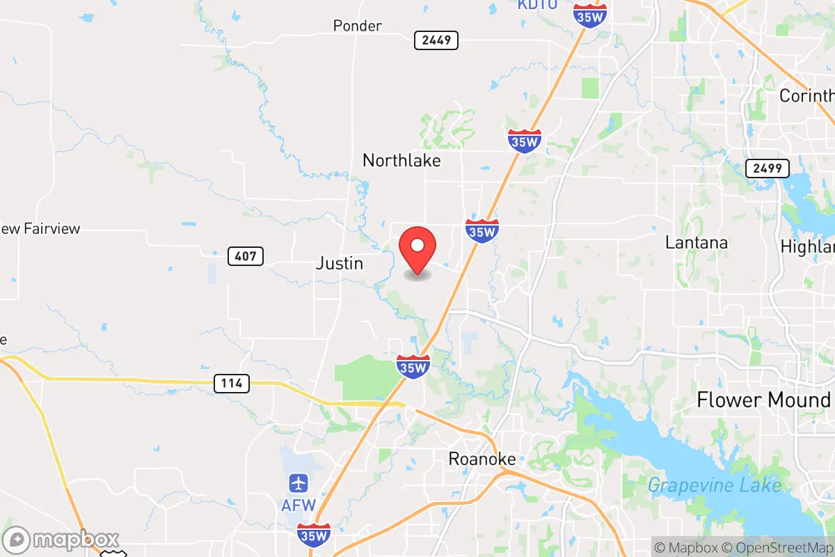 Map centered at 33.0785, -97.2576