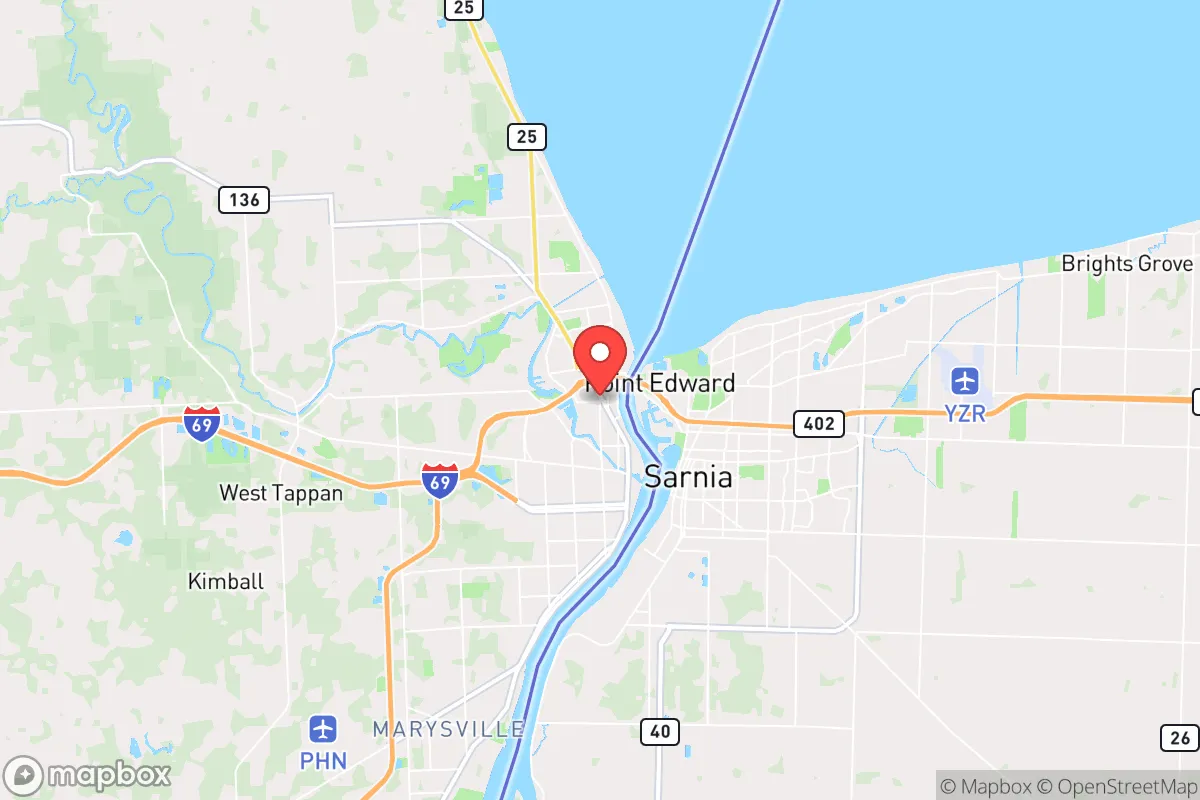 Map centered at 42.9936, -82.4339