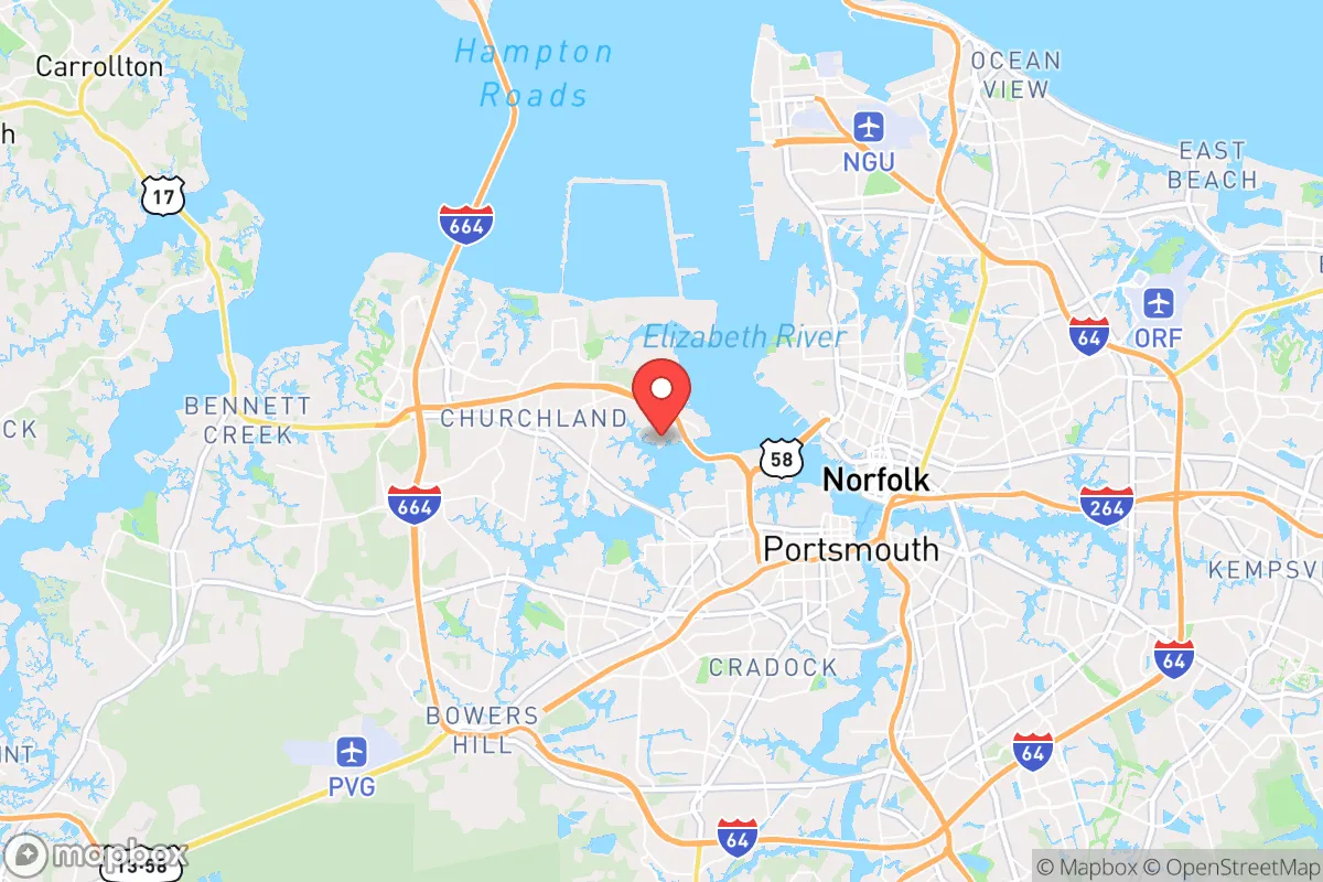 Map centered at 36.8590, -76.3567
