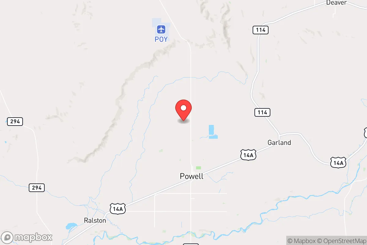 Map centered at 44.7957, -108.7680