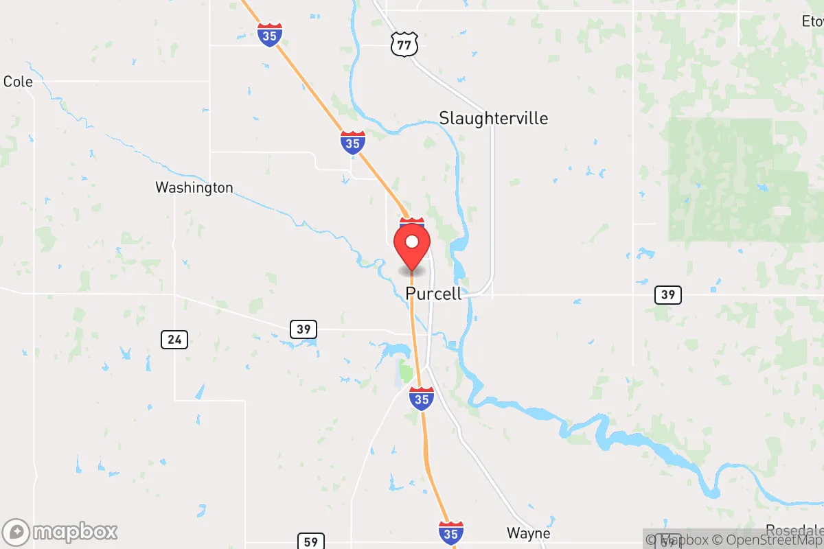 Map centered at 35.0233, -97.3758
