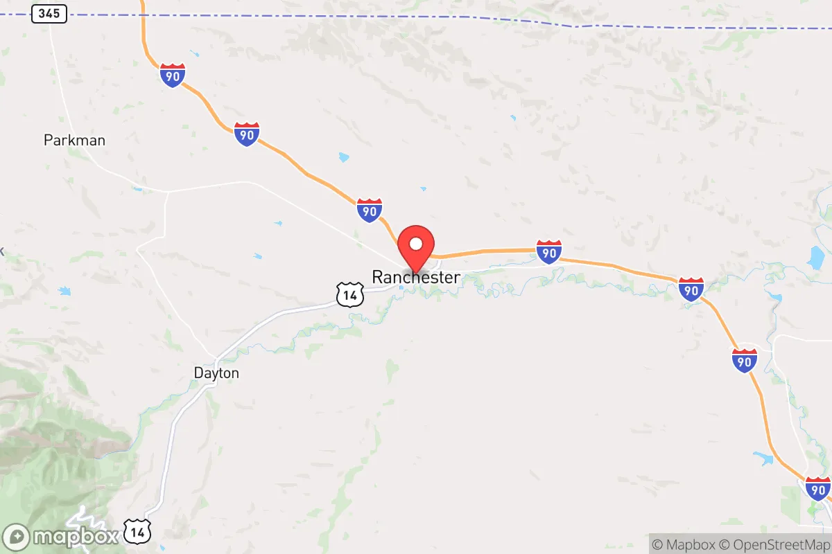 Map centered at 44.9076, -107.1673