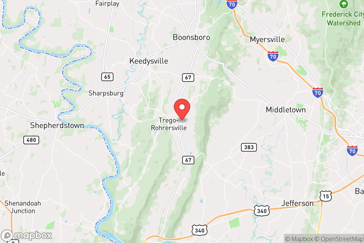 Map centered at 39.4334, -77.6628