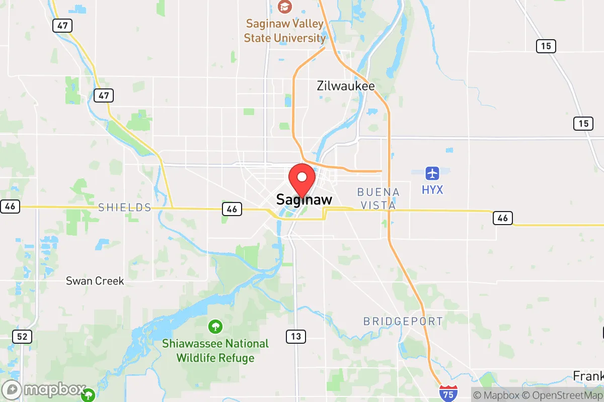 Map centered at 43.4193, -83.9503