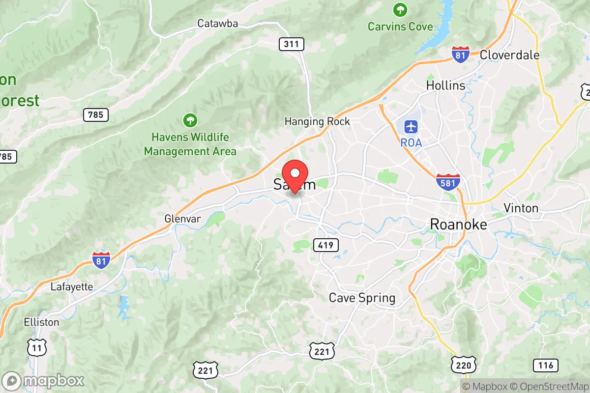 Map centered at 37.2864, -80.0555