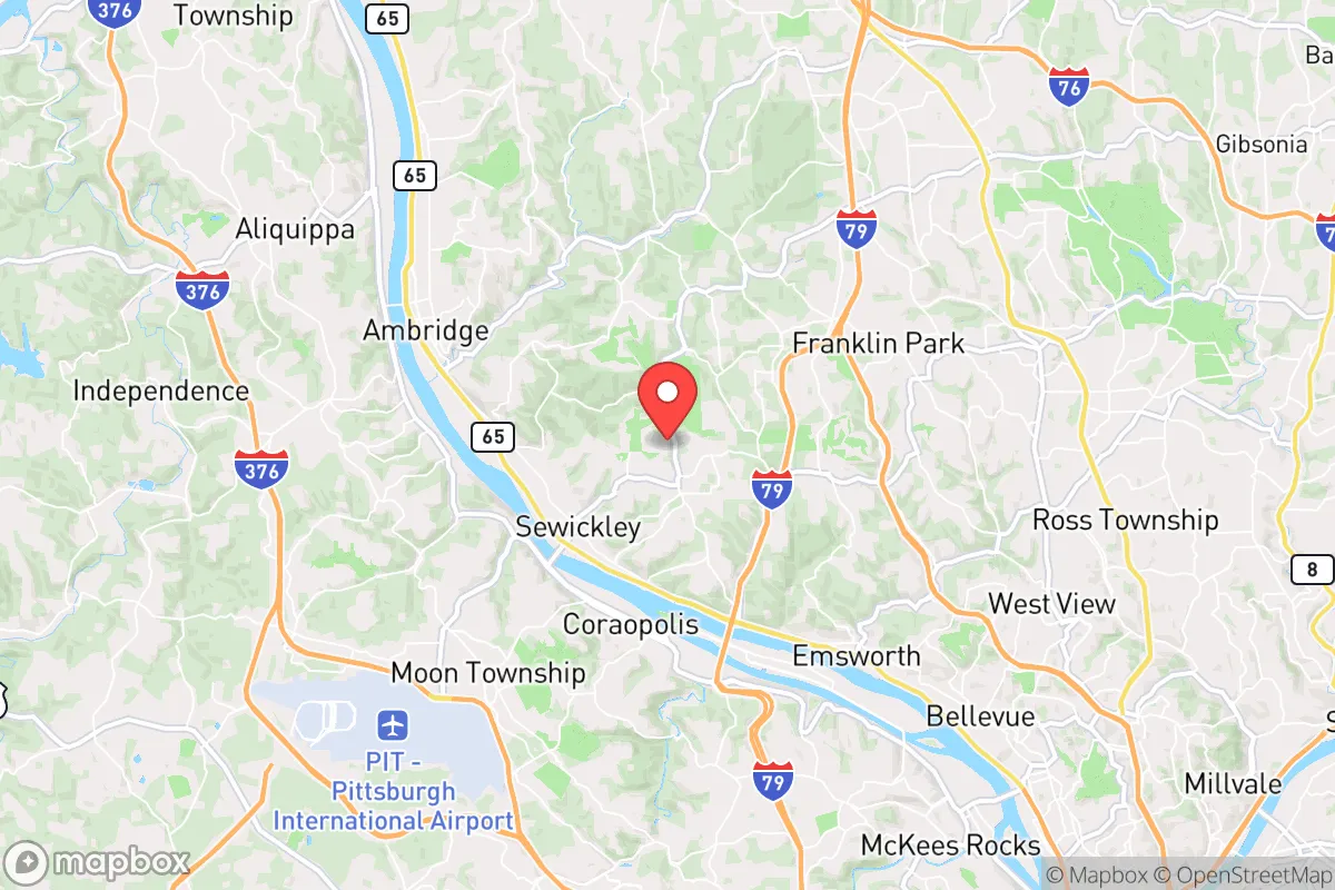 Map centered at 40.5595, -80.1528