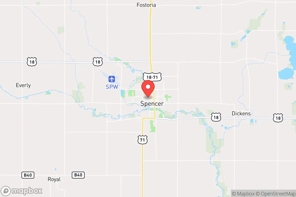 Map centered at 43.1467, -95.1534