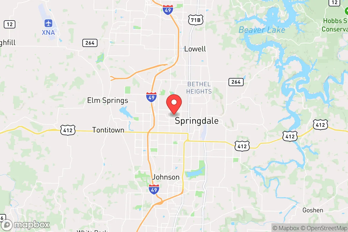 Map centered at 36.1912, -94.1556