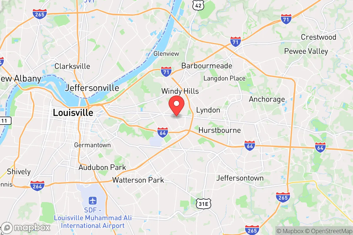 Map centered at 38.2497, -85.6385