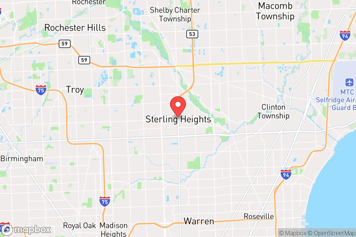 Map centered at 42.5809, -83.0305