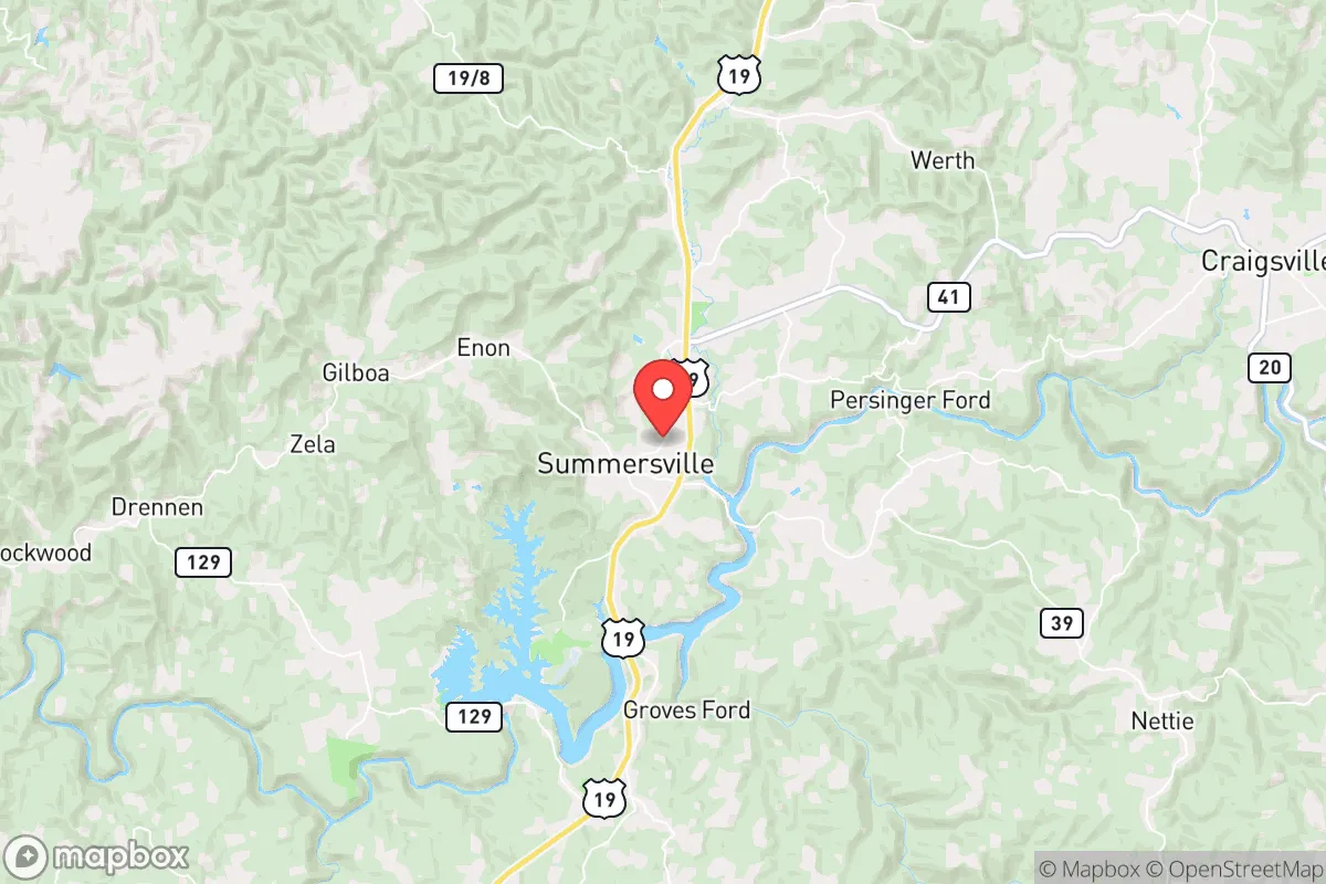 Map centered at 38.2865, -80.8410