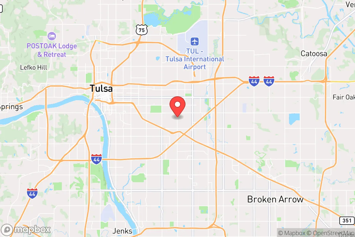 Map centered at 36.1282, -95.9042