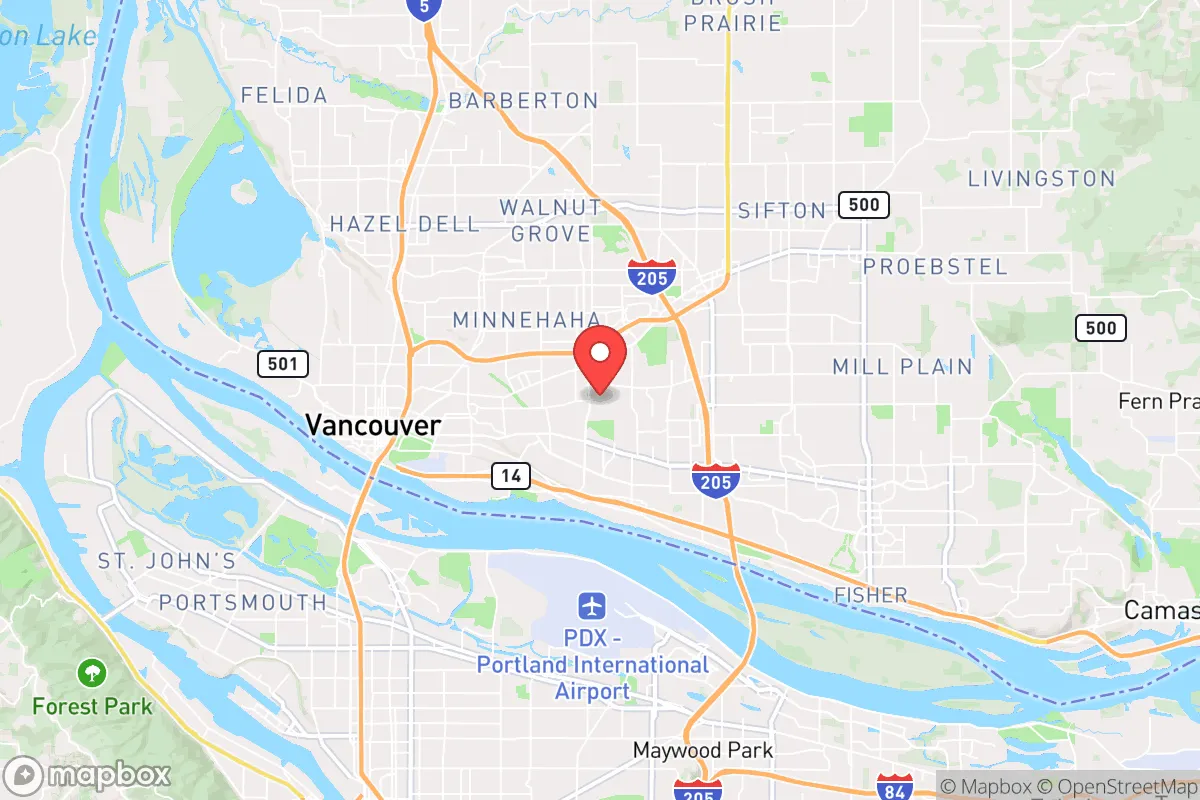 Map centered at 45.6368, -122.5966