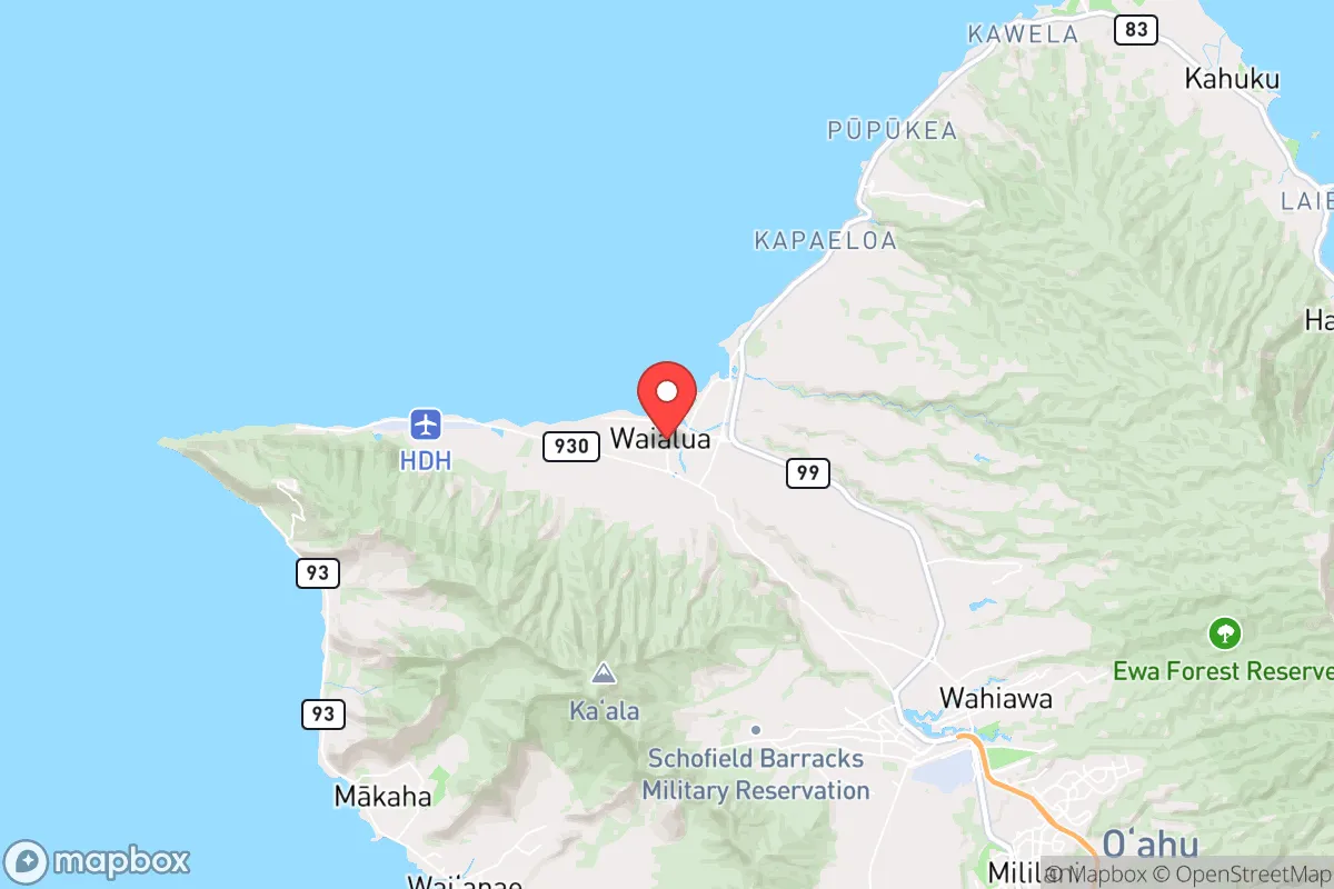 Map centered at 21.5740, -158.1228
