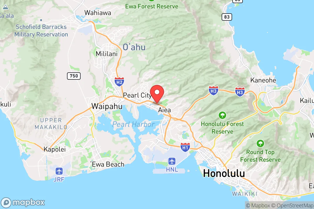 Map centered at 21.3888, -157.9434