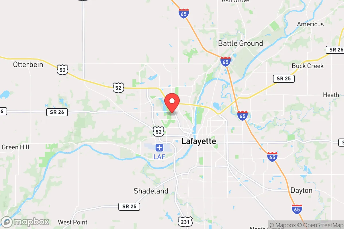Map centered at 40.4434, -86.9238