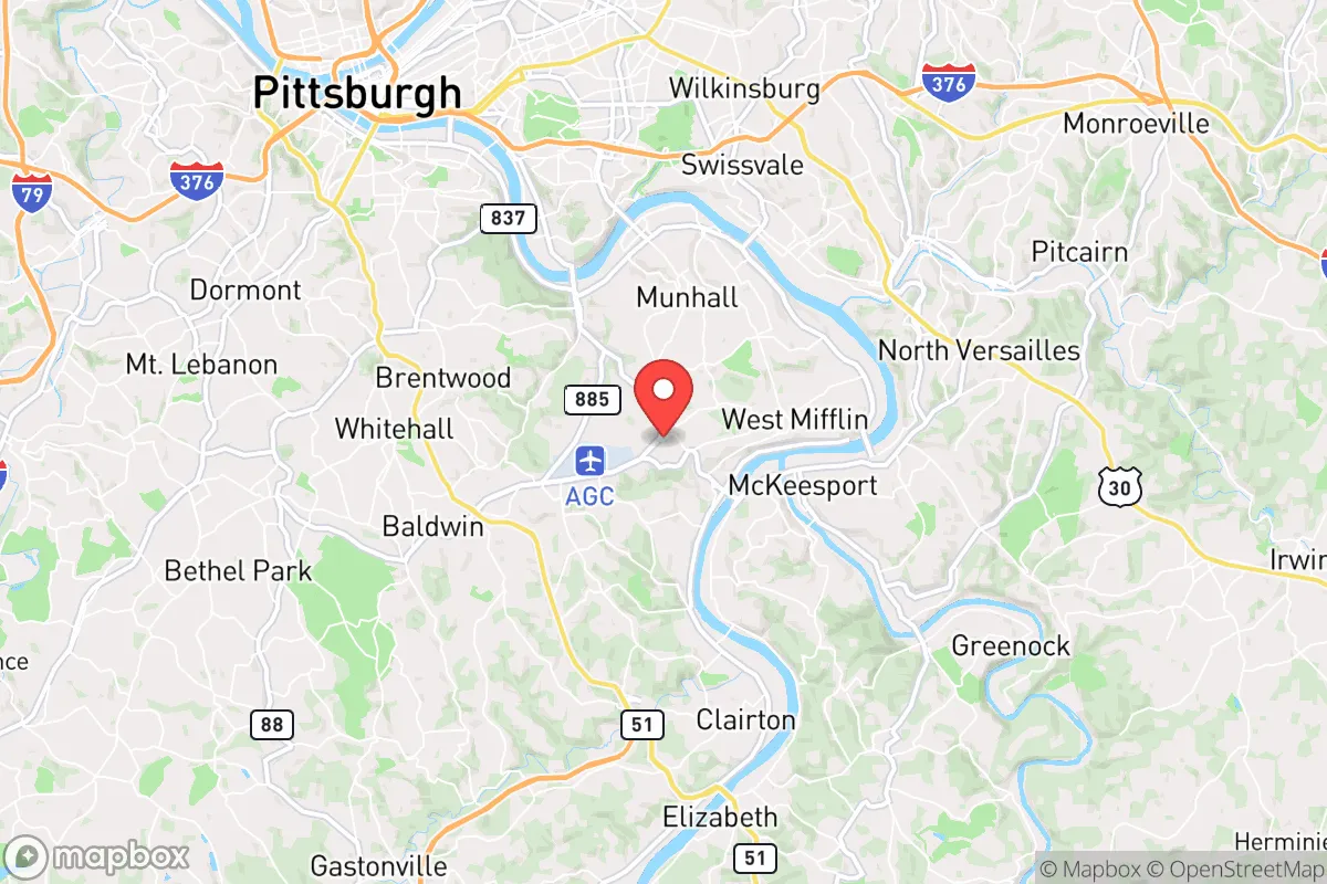 Map centered at 40.3581, -79.9073