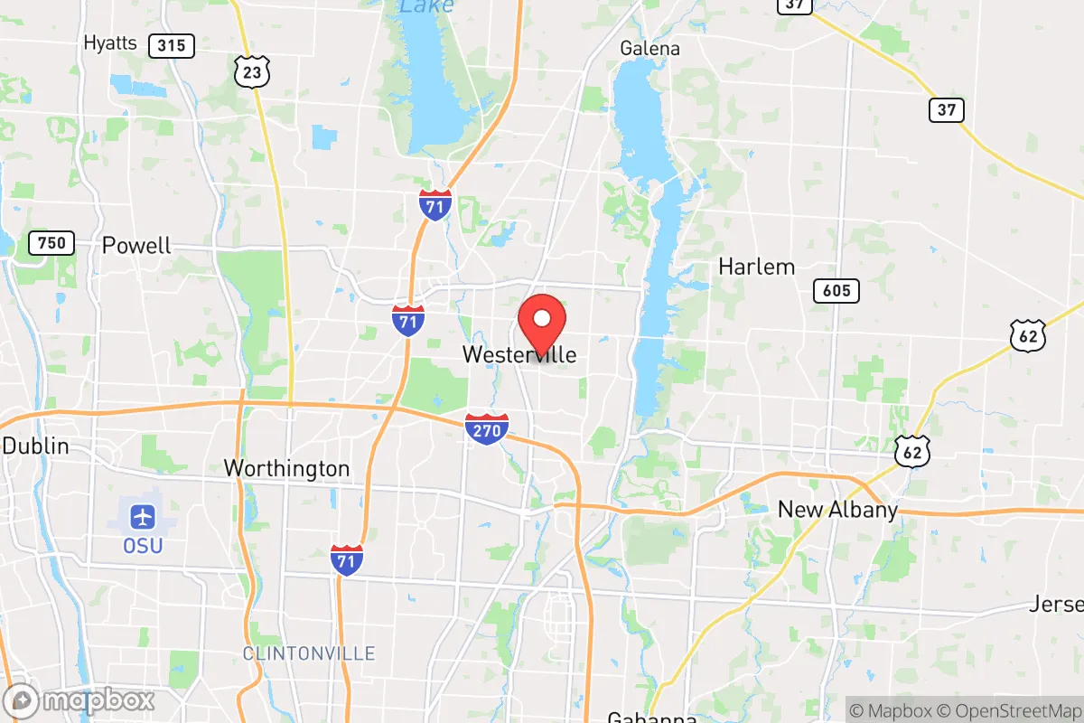 Map centered at 40.1241, -82.9210