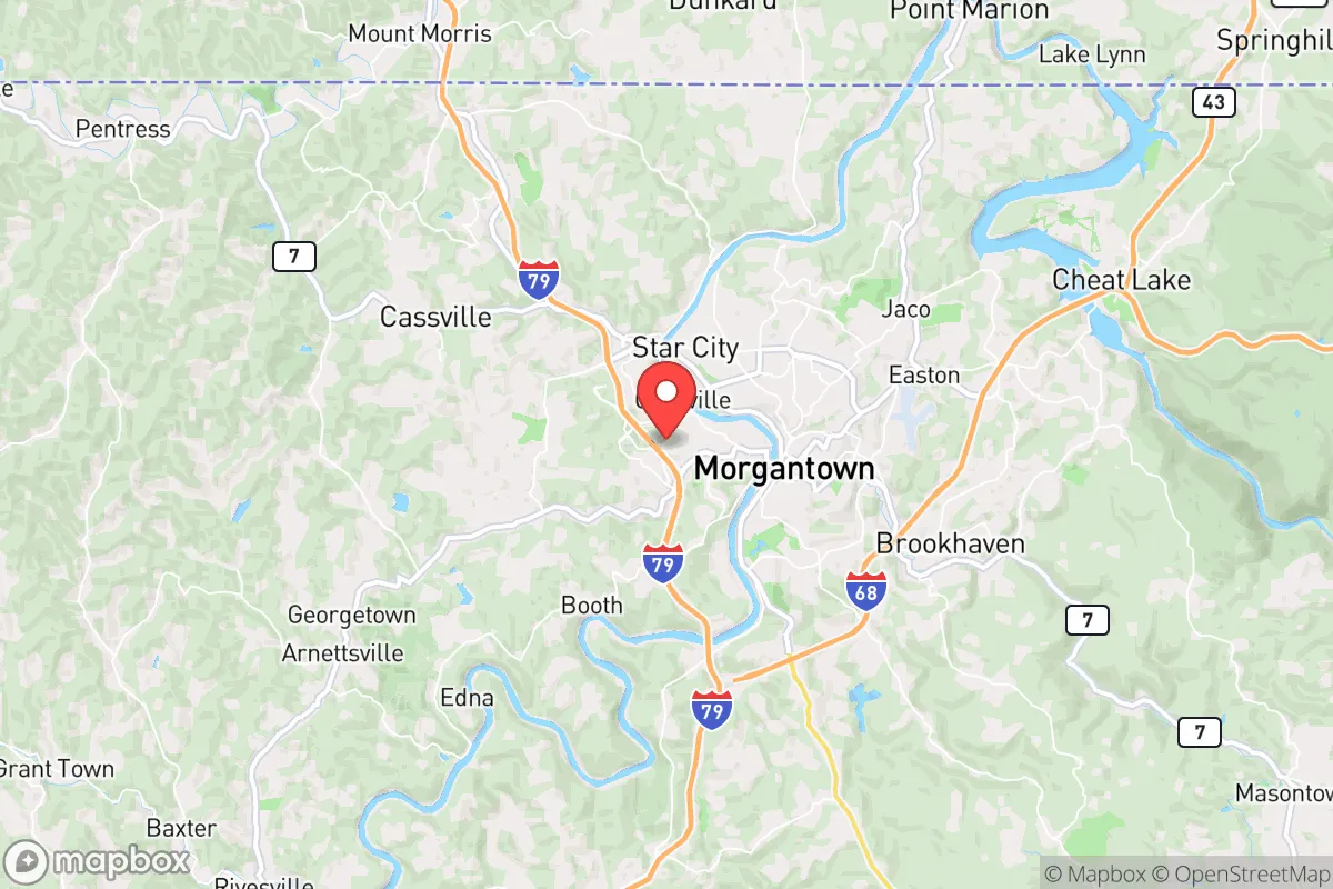 Map centered at 39.6353, -79.9922