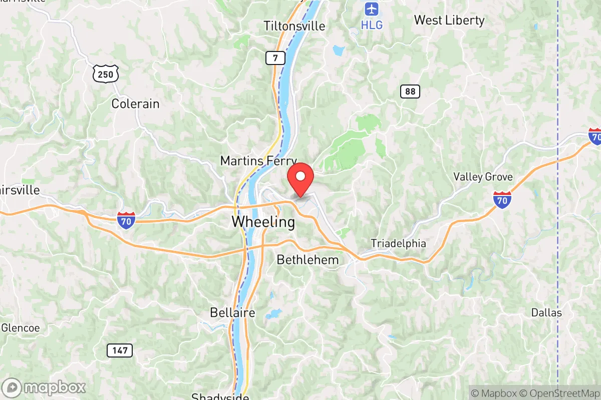 Map centered at 40.0753, -80.6956