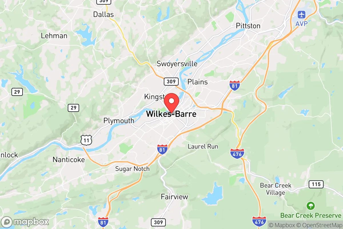 Map centered at 41.2459, -75.8813