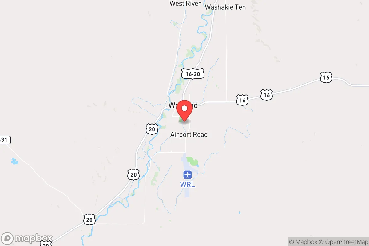 Map centered at 44.0025, -107.9543
