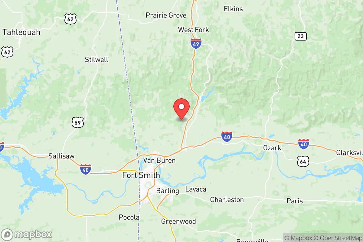 Map centered at 35.5880, -94.2429