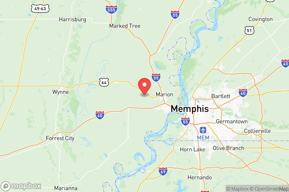 Map centered at 35.2055, -90.3080