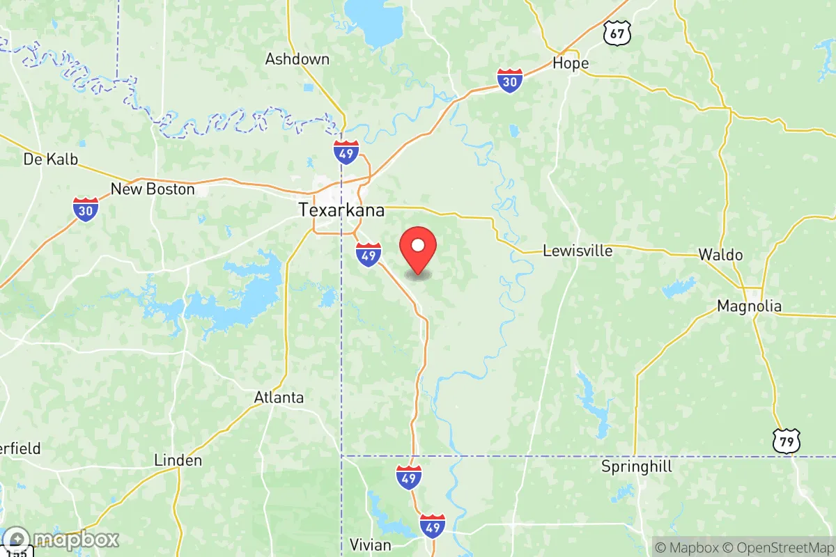 Map centered at 33.3122, -93.8921