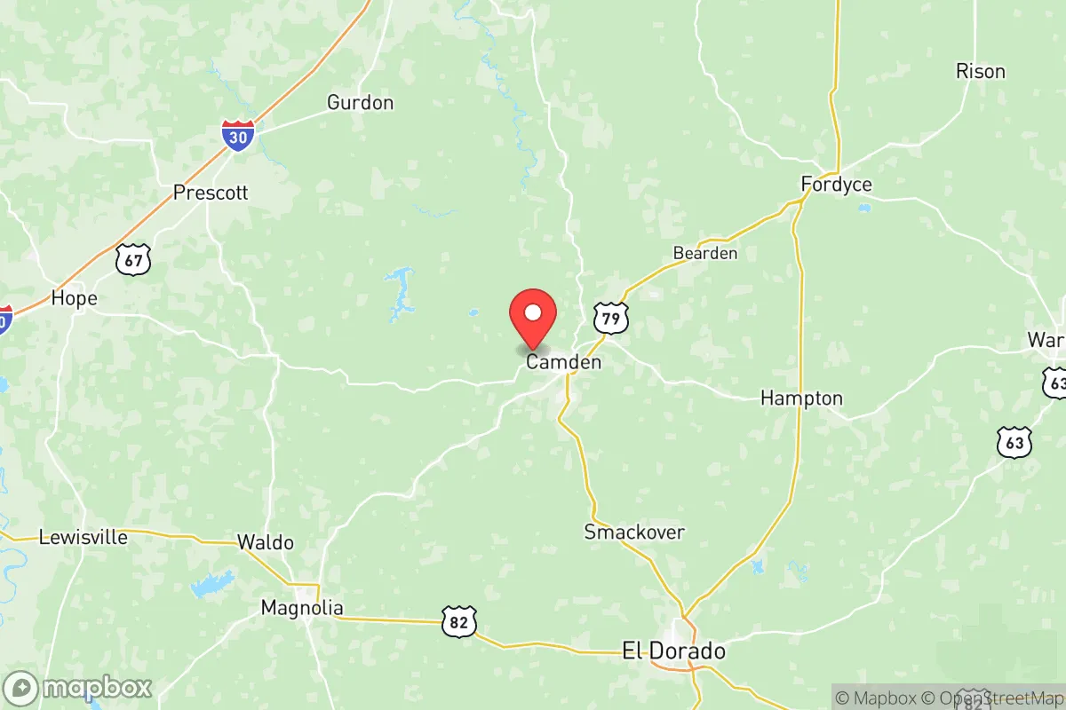 Map centered at 33.5933, -92.8820