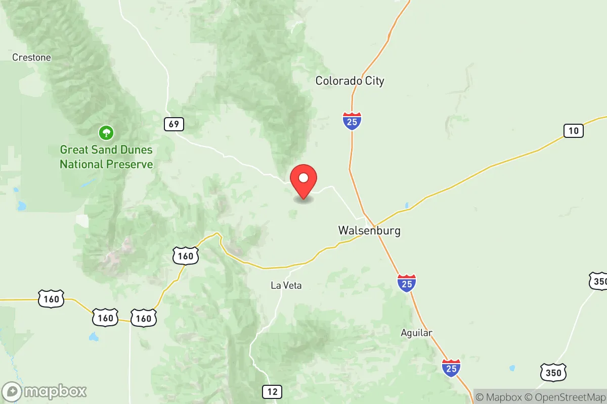 Map centered at 37.6847, -104.9605