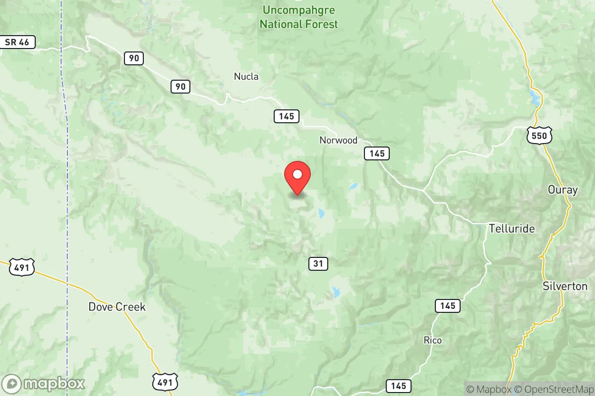 Map centered at 38.0042, -108.4057