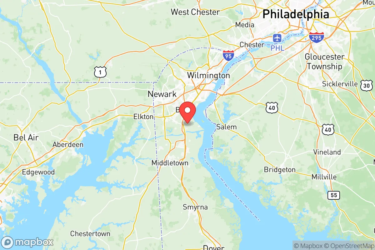 Map centered at 39.5780, -75.6391