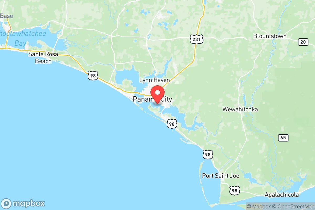 Map centered at 30.1321, -85.6330