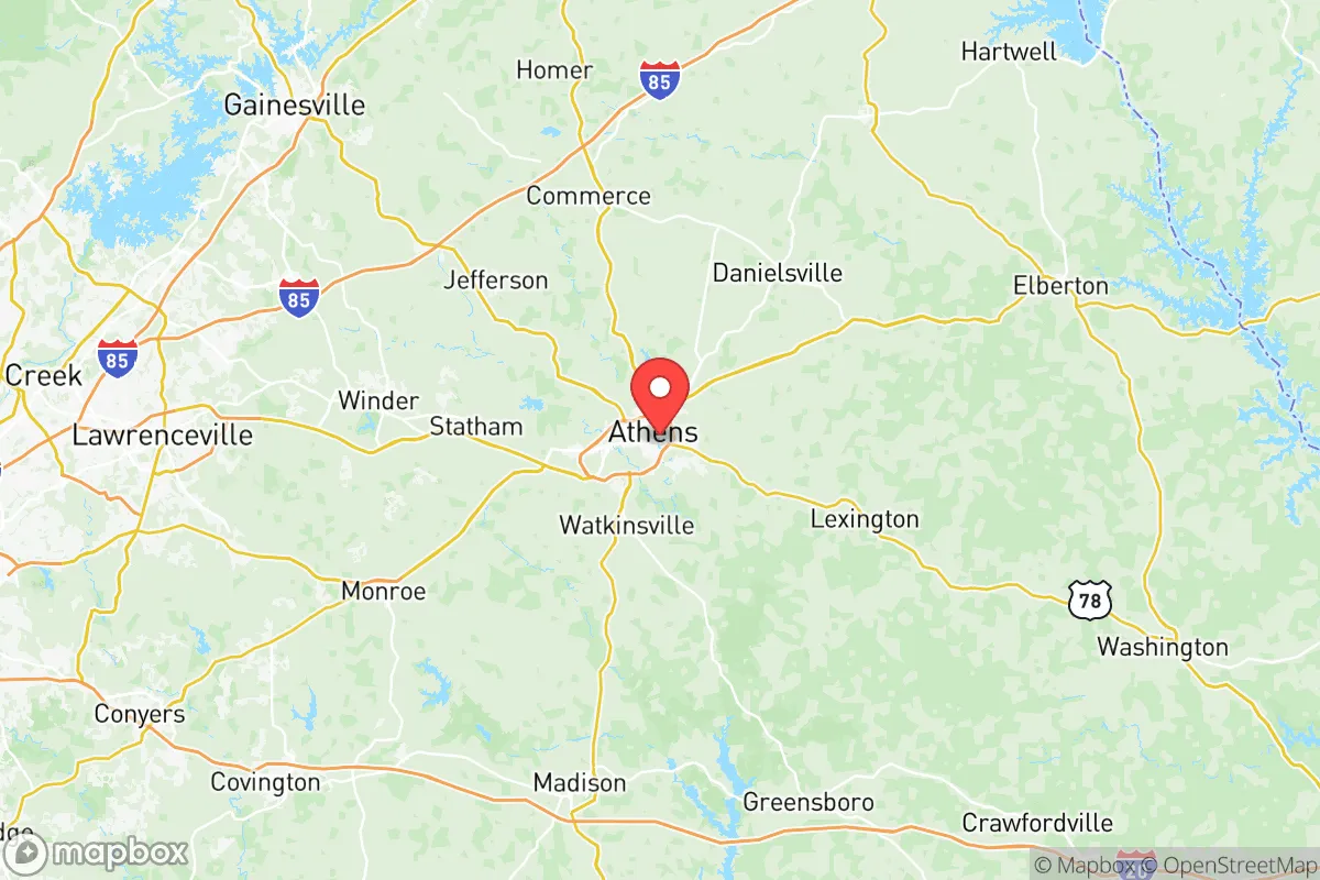 Map centered at 33.9512, -83.3673