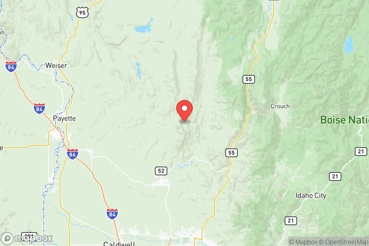 Map centered at 44.0610, -116.3982