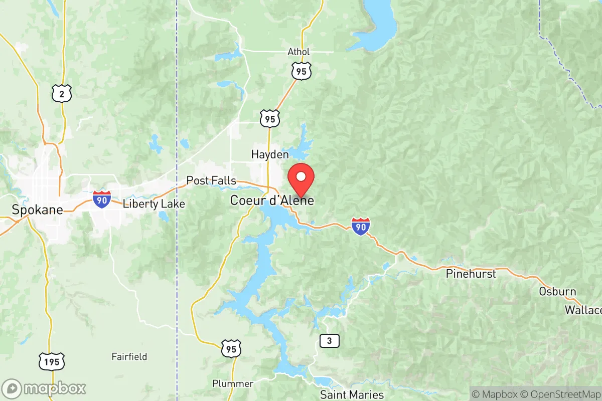 Map centered at 47.6740, -116.7017