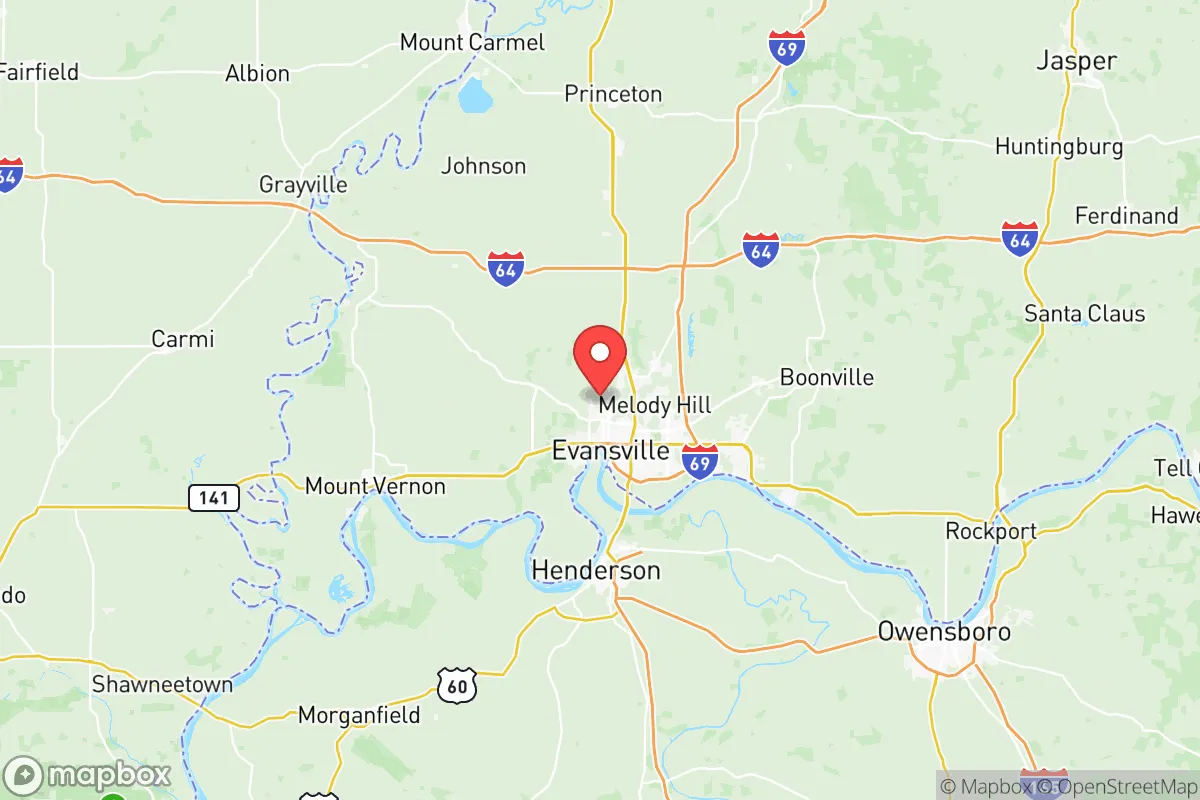 Map centered at 38.0248, -87.5858