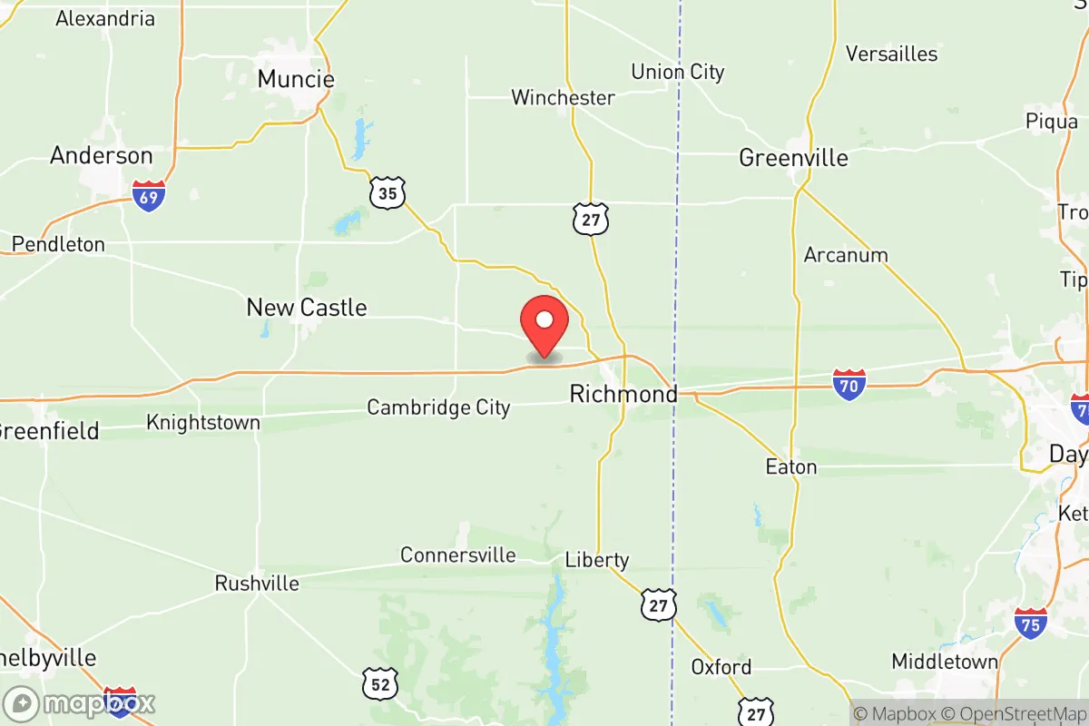 Map centered at 39.8644, -85.0099