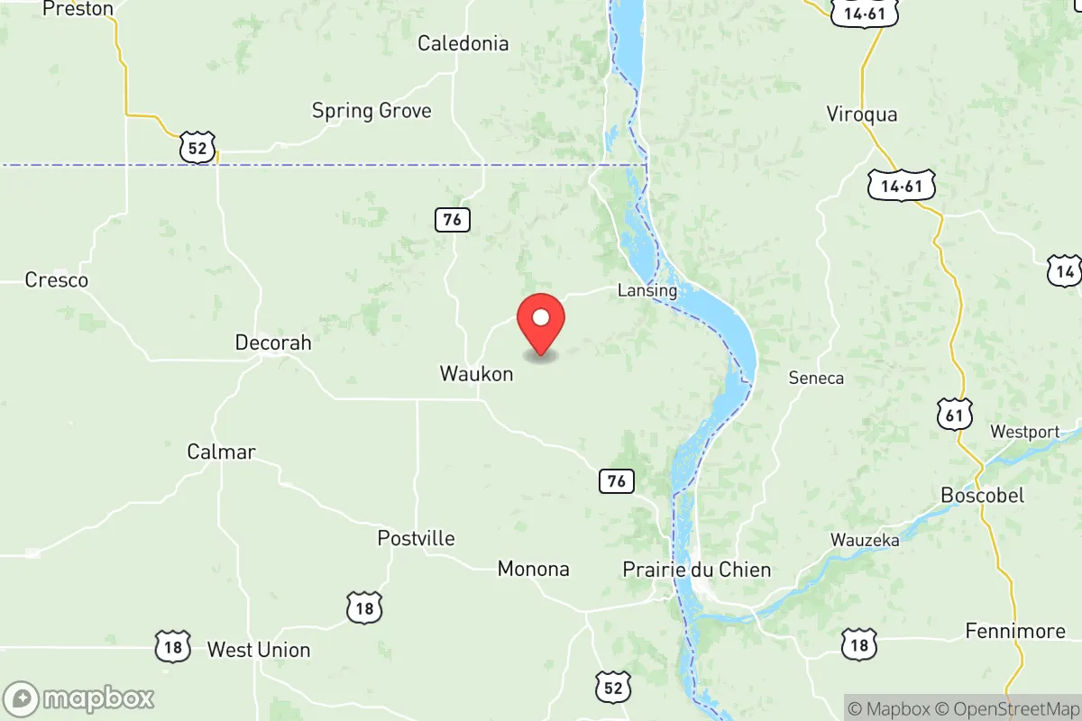 Map centered at 43.2841, -91.3780
