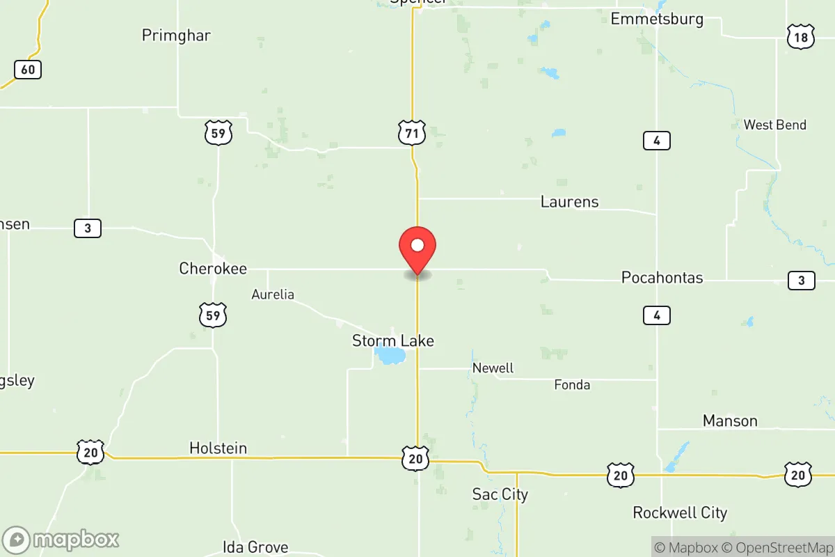 Map centered at 42.7354, -95.1511