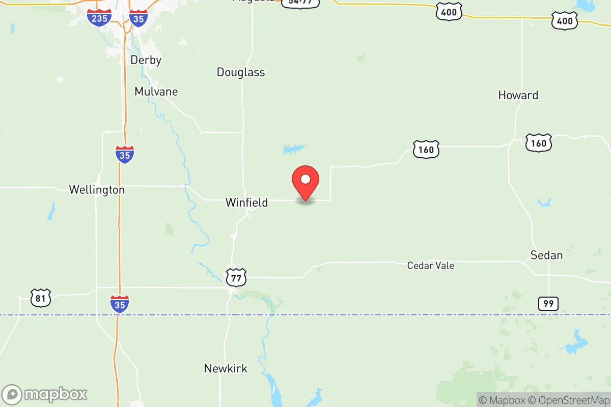 Map centered at 37.2376, -96.8375